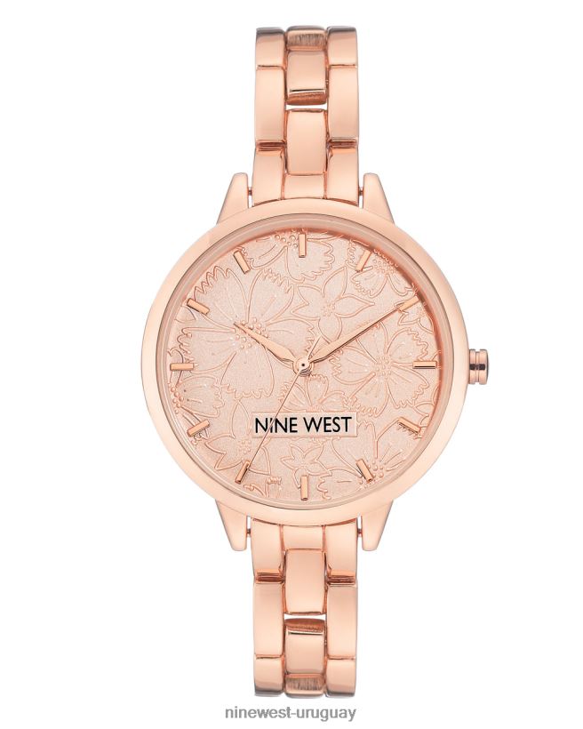 BD04222883 Nine West reloj con pulsera y esfera floral tono oro rosa