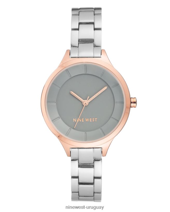 BD04222888 Nine West reloj de pulsera con caja en contraste tono plateado