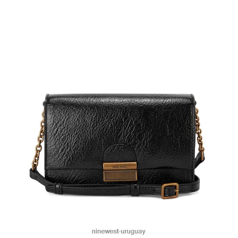 BD04222572 Nine West mini bandolera kathy con solapa negro