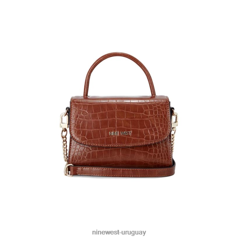 BD04222606 Nine West mini bandolera skylar con solapa cocodrilo de caramelo