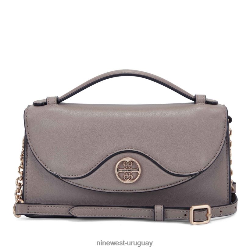 BD04222616 Nine West mini bandolera geneva con solapa piedra gris
