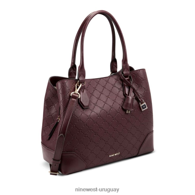 BD04222734 Nine West bolso de mano brooklyn jet set logotipo de merlot