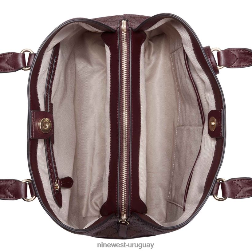 BD04222734 Nine West bolso de mano brooklyn jet set logotipo de merlot