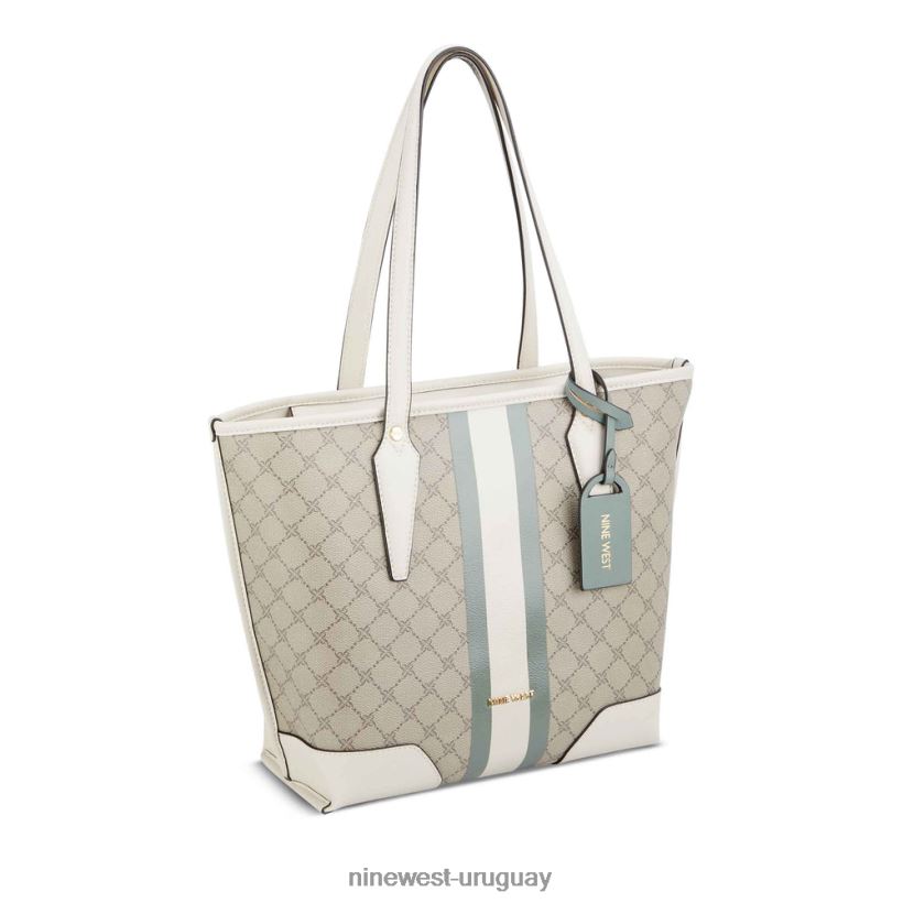 BD04222193 Nine West bolso tote esmeril pequeño logotipo beige/áloe