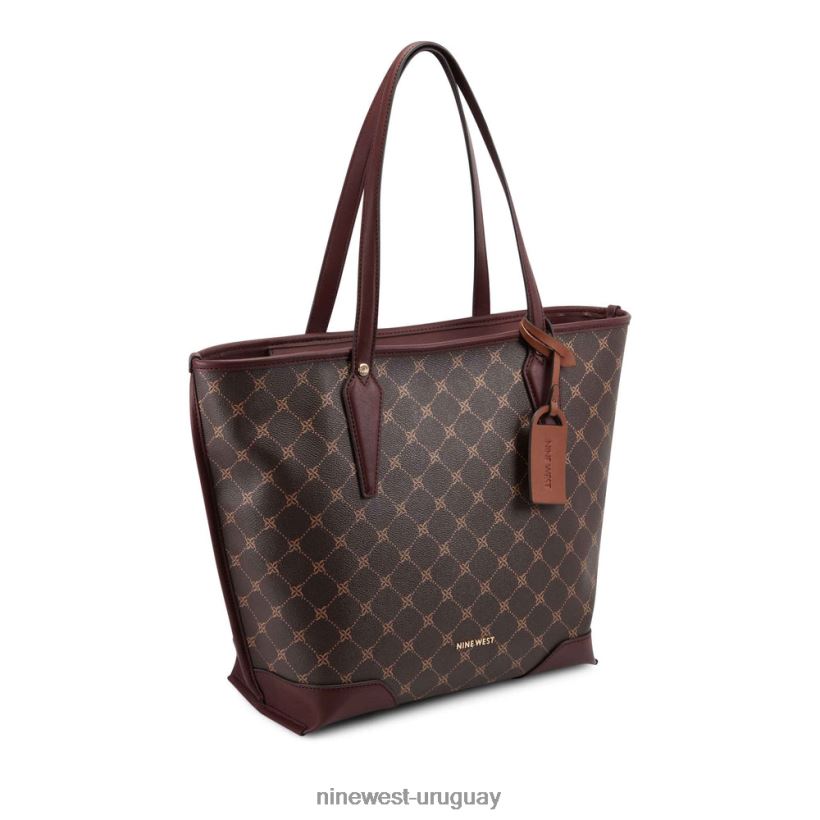 BD04222695 Nine West bolso de esmeril logotipo marrón/merlot