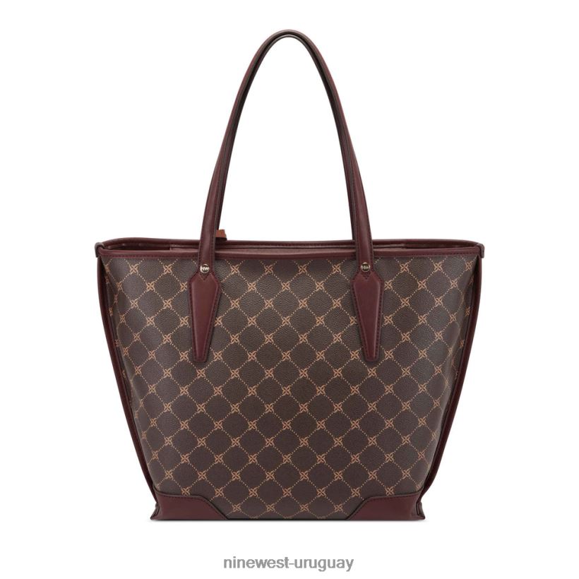 BD04222695 Nine West bolso de esmeril logotipo marrón/merlot