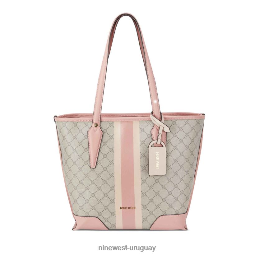 BD04222708 Nine West bolso tote esmeril pequeño logotipo beige/rosa