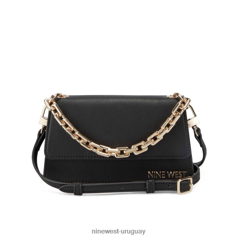 BD04222413 Nine West mini bandolera anais con solapa negro