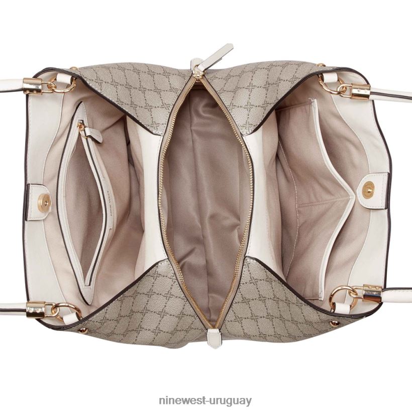 BD04222475 Nine West bolso de mano etta jet set logotipo beige/leche