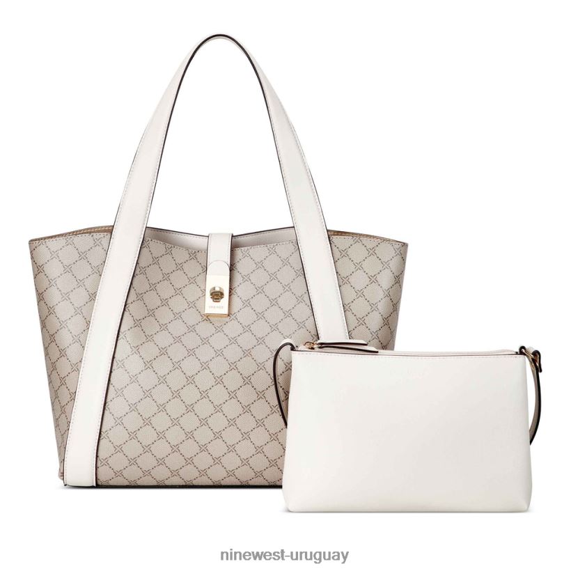 BD04222525 Nine West más bolso tote 2 en 1 logotipo beige/leche