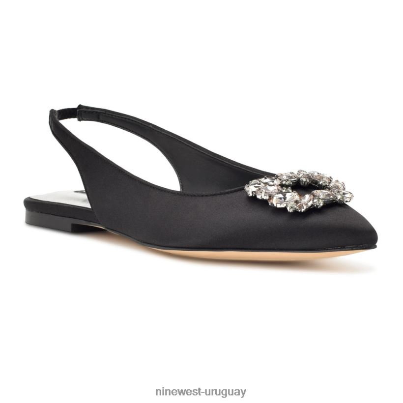 BD04221786 Nine West zapatos planos con tira trasera y brillantes cristal satinado negro