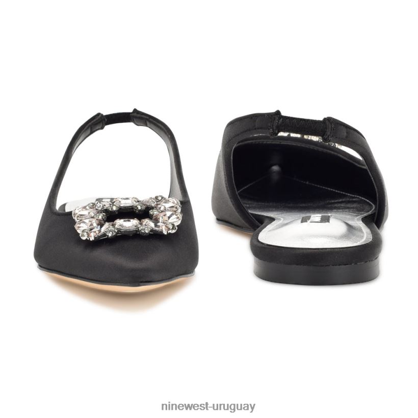 BD04221786 Nine West zapatos planos con tira trasera y brillantes cristal satinado negro