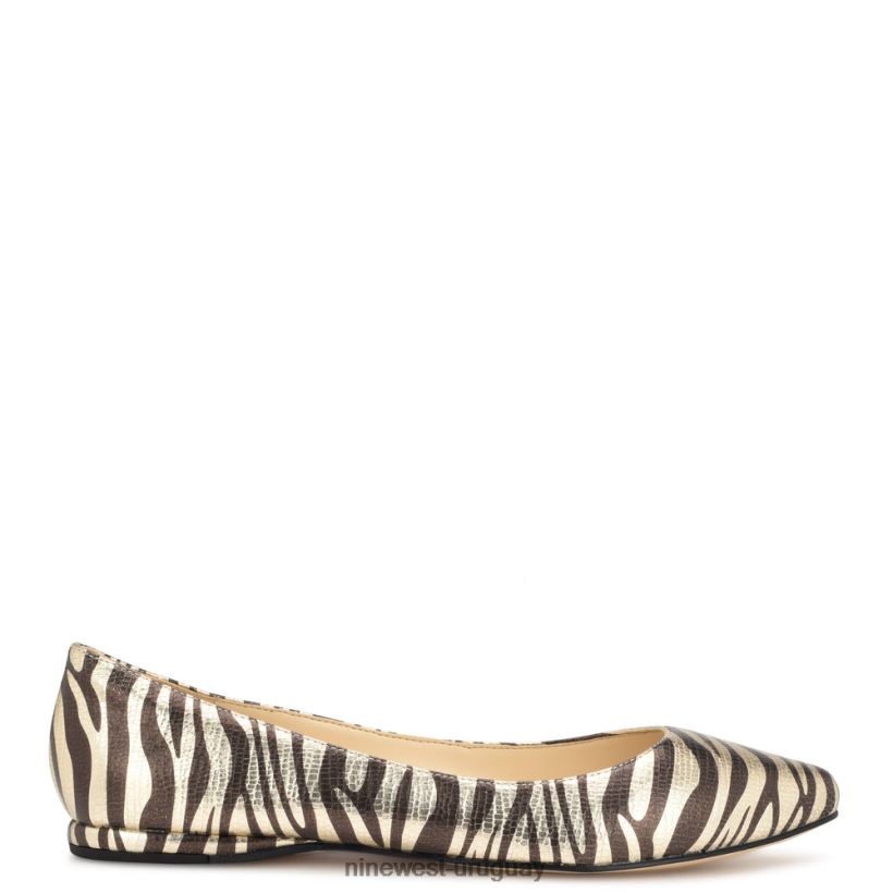 BD04222273 Nine West zapatos planos con punta de almendra estampado de cebra platino