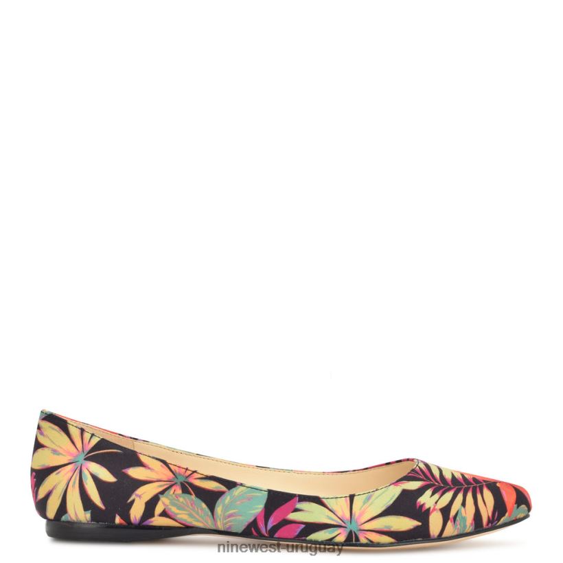BD04222277 Nine West zapatos planos con punta de almendra floral multitropical negro