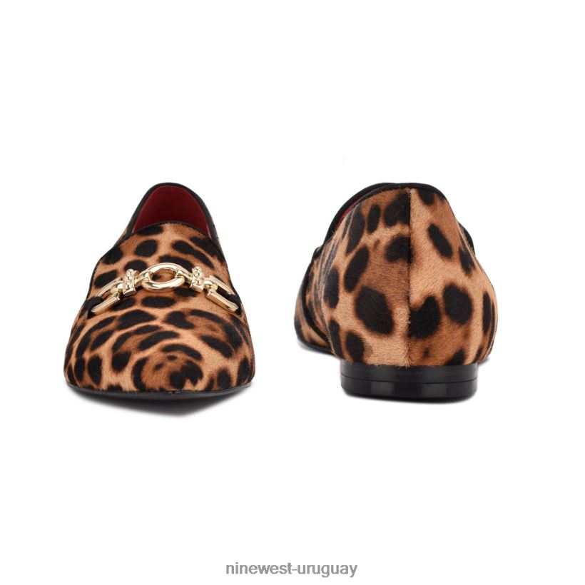 BD04222314 Nine West zapatos planos con punta puntiaguda ternero de leopardo