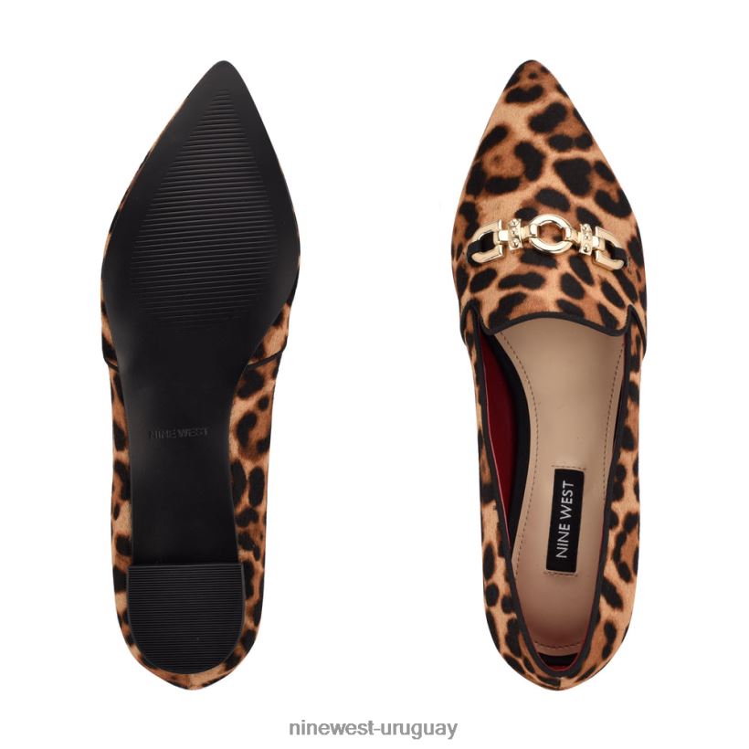 BD04222314 Nine West zapatos planos con punta puntiaguda ternero de leopardo