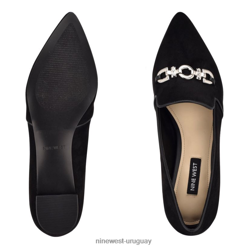 BD04222316 Nine West zapatos planos con punta puntiaguda ante negro