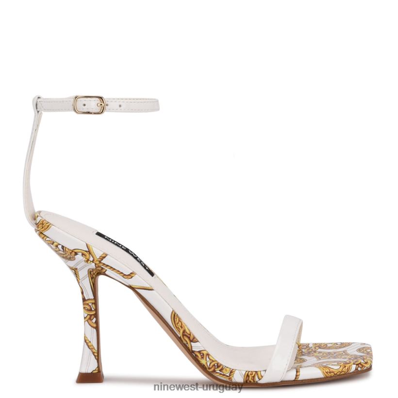 BD04222911 Nine West sandalias con tira en el tobillo estampado de cadena blanca