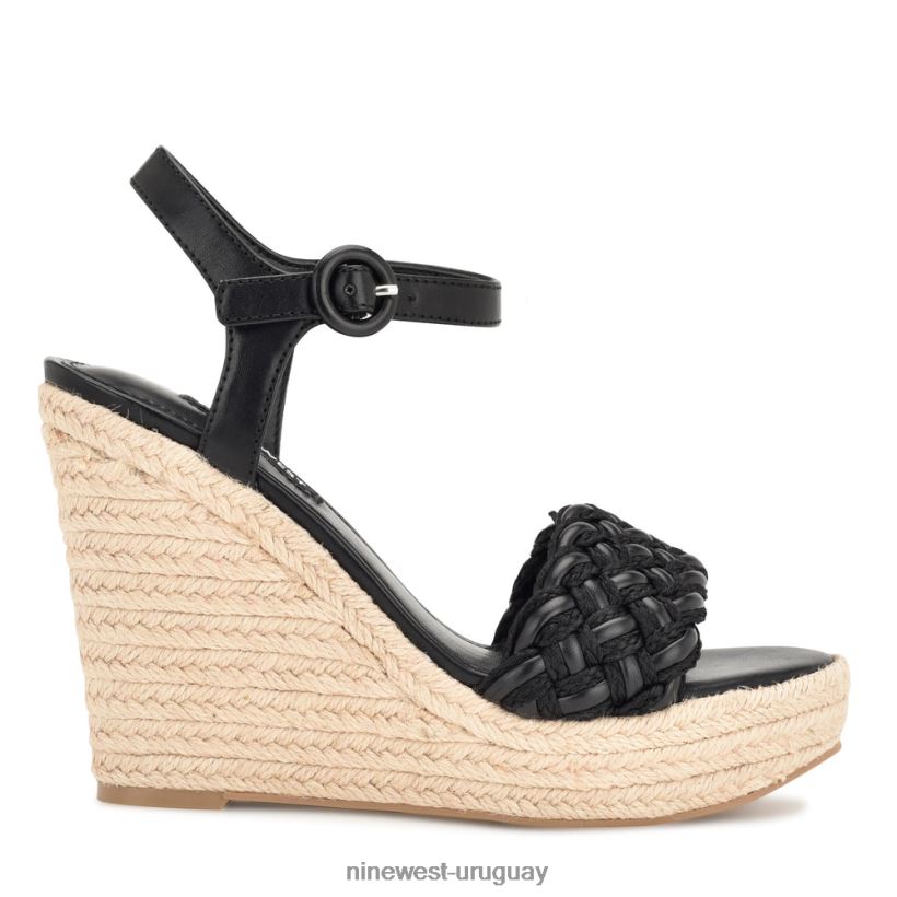 BD0422746 Nine West sandalias alpargatas con cuña hosana negro