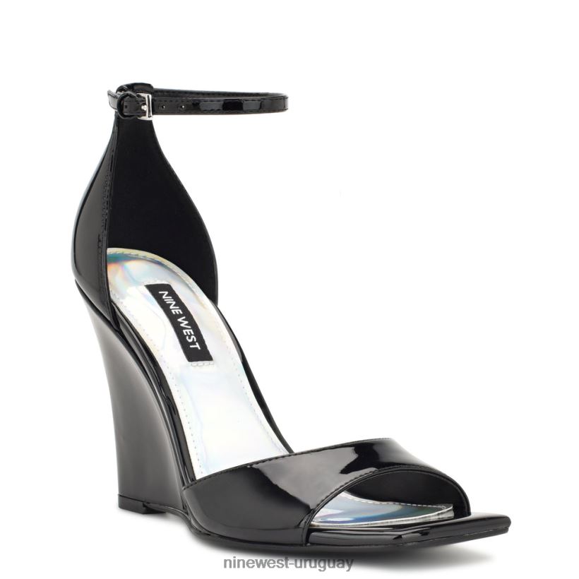 BD0422750 Nine West sandalias cuña hallena charol negro