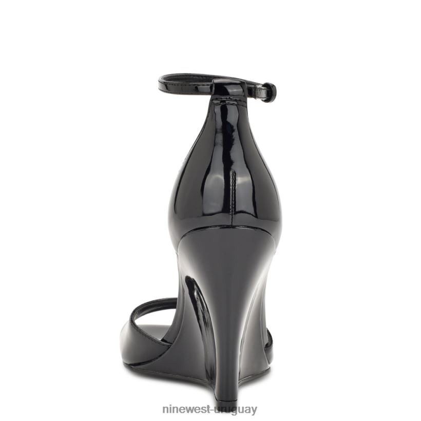 BD0422750 Nine West sandalias cuña hallena charol negro