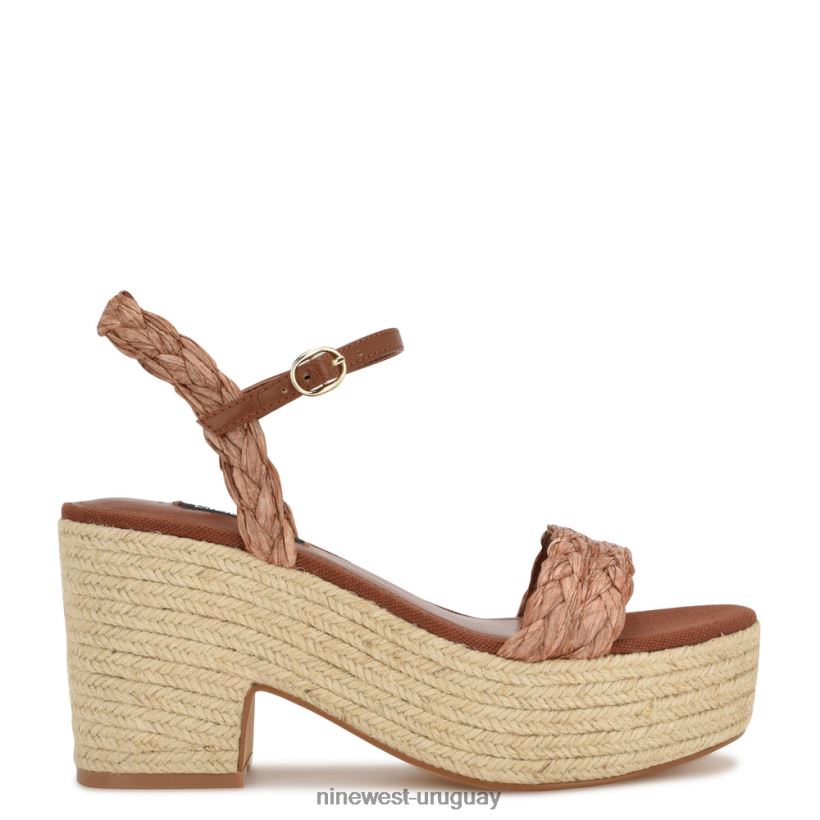 BD0422755 Nine West sandalias alpargatas con tacón rivva rafia marrón