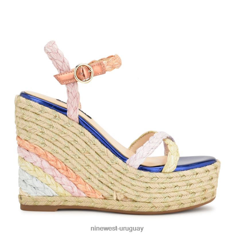BD0422760 Nine West sandalias con cuña y alpargatas caress rafia múltiple