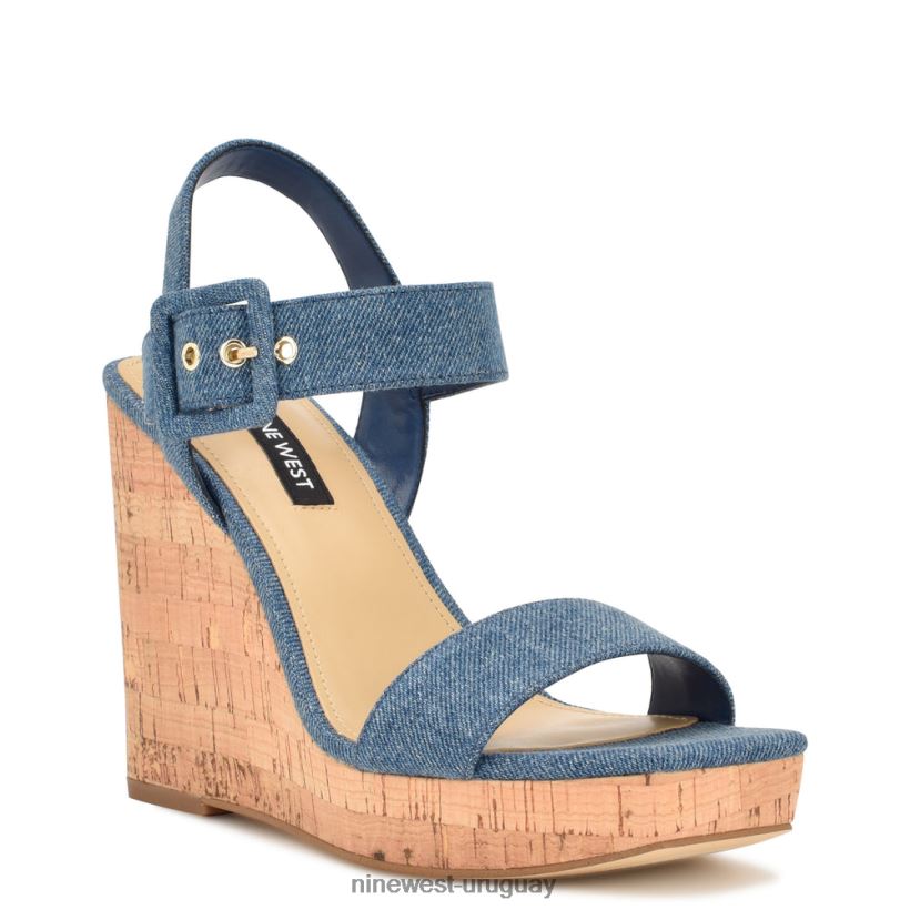 BD0422765 Nine West sandalias cuña cortes mezclilla azul