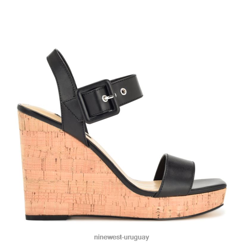 BD0422766 Nine West sandalias cuña cortes negro