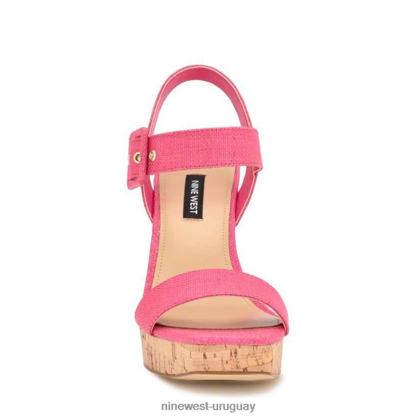 BD0422767 Nine West sandalias cuña cortes rafia rosa