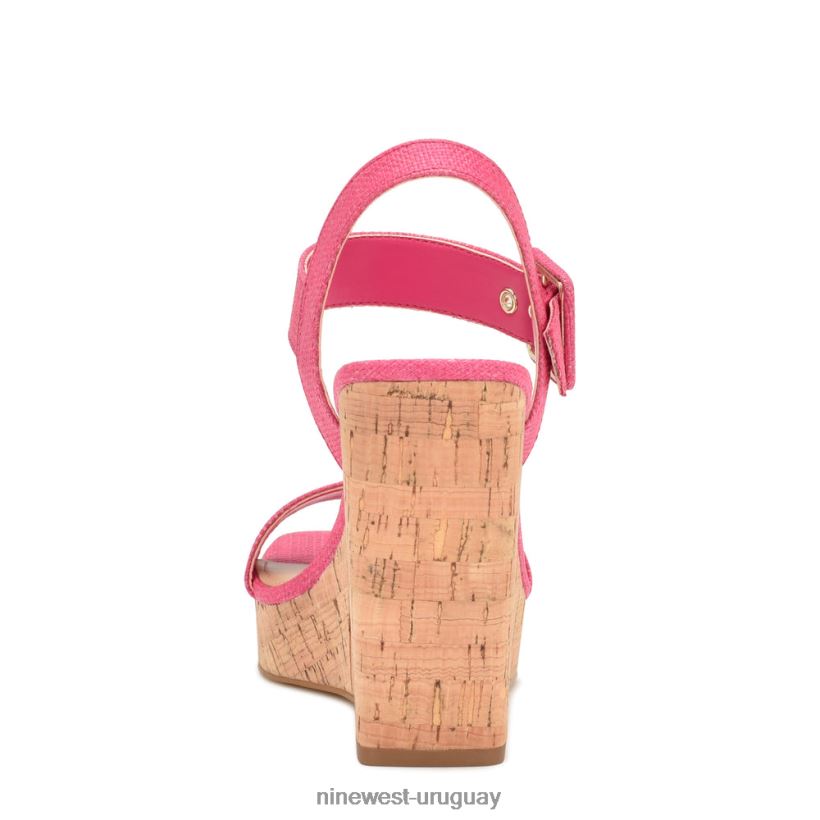 BD0422767 Nine West sandalias cuña cortes rafia rosa