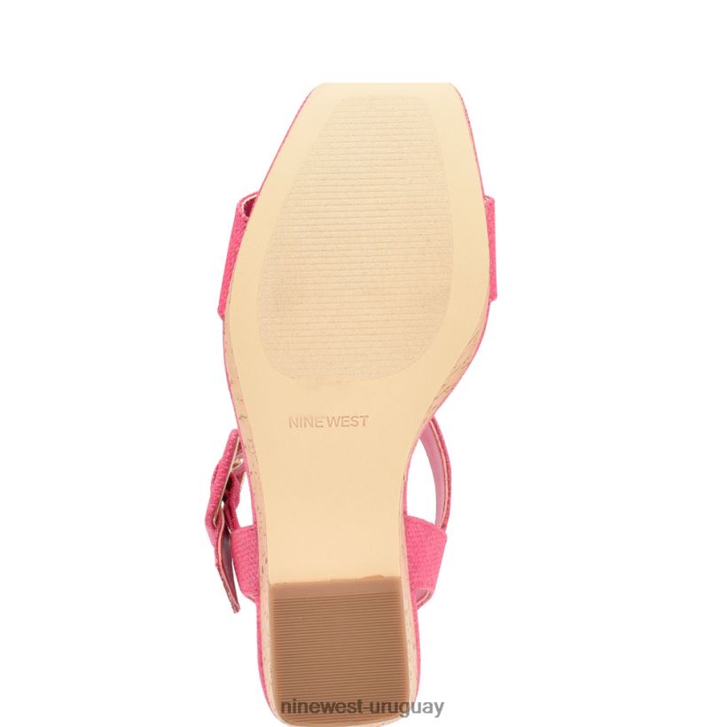 BD0422767 Nine West sandalias cuña cortes rafia rosa