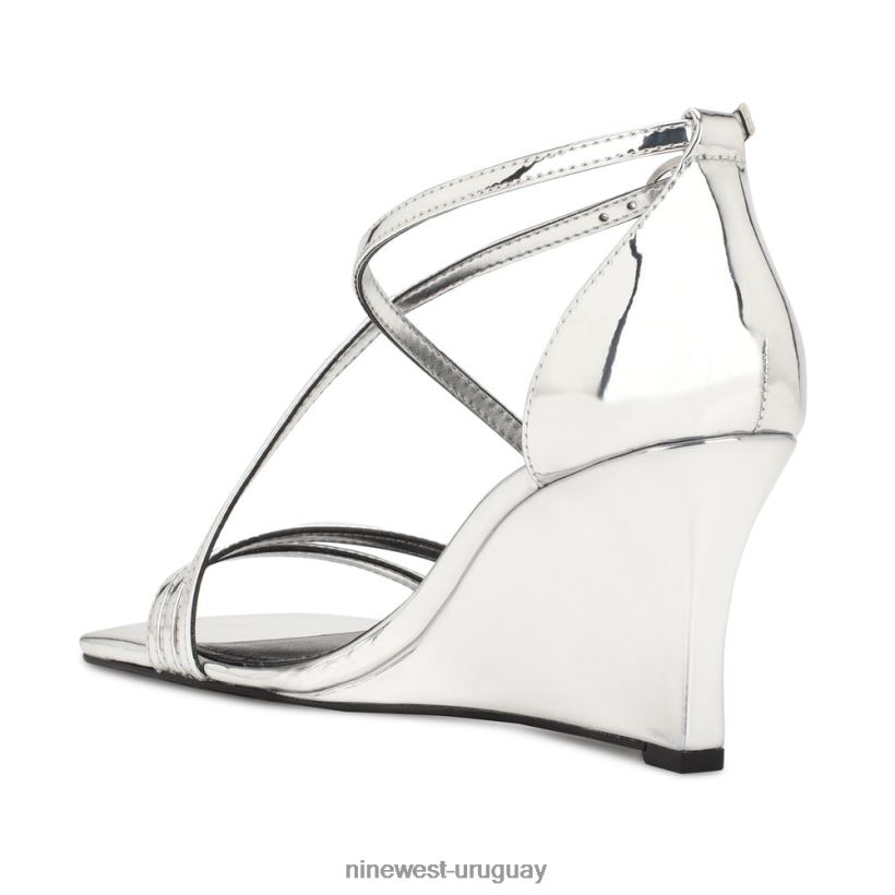 BD0422770 Nine West sandalias rolga con cuña espejo plateado metalizado