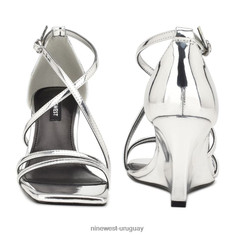 BD0422770 Nine West sandalias rolga con cuña espejo plateado metalizado
