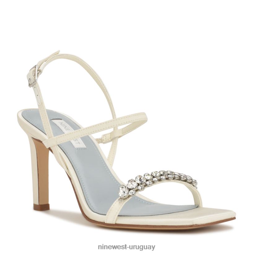 BD0422161 Nine West sandalias de tacón oreece con tira trasera cristal satinado marfil