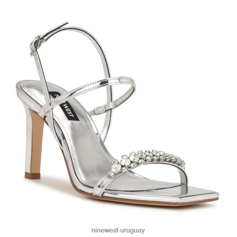 BD0422162 Nine West sandalias de tacón oreece con tira trasera plata