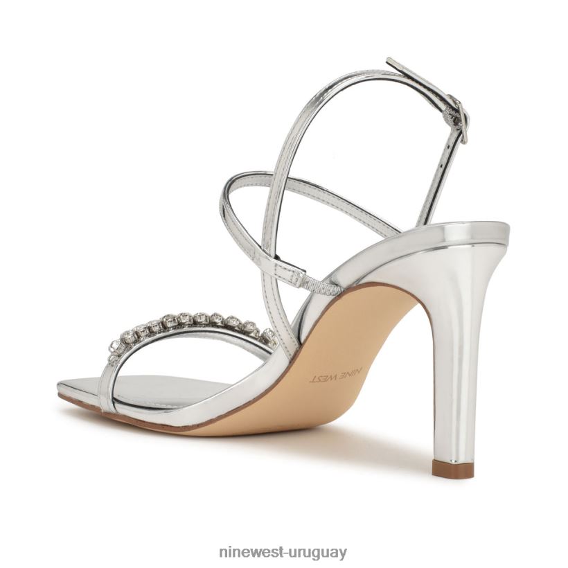 BD0422162 Nine West sandalias de tacón oreece con tira trasera plata