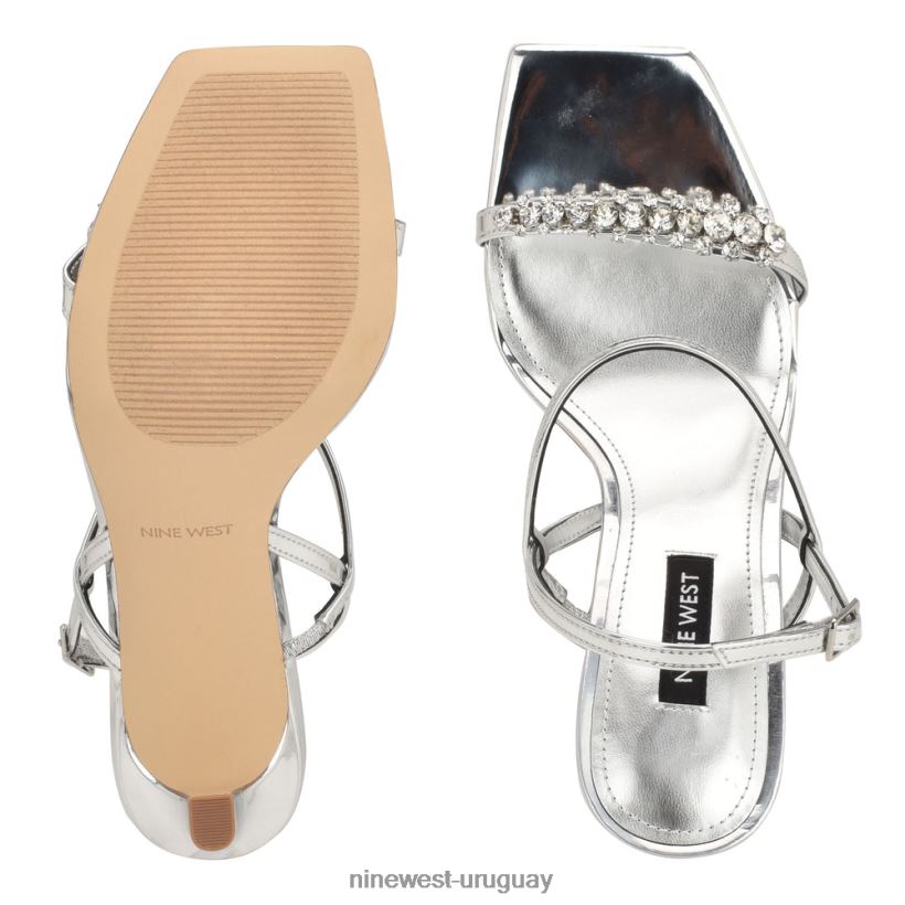 BD0422162 Nine West sandalias de tacón oreece con tira trasera plata