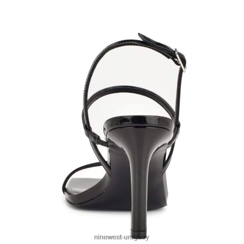BD0422165 Nine West sandalias con tacón y tira trasera Olah charol negro