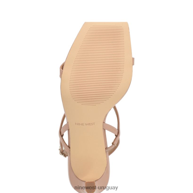 BD0422166 Nine West sandalias con tacón y tira trasera Olah patente apenas desnuda