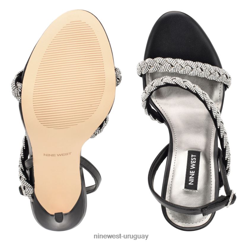 BD0422394 Nine West sandalias tiff de tacón con tira trasera cristal negro