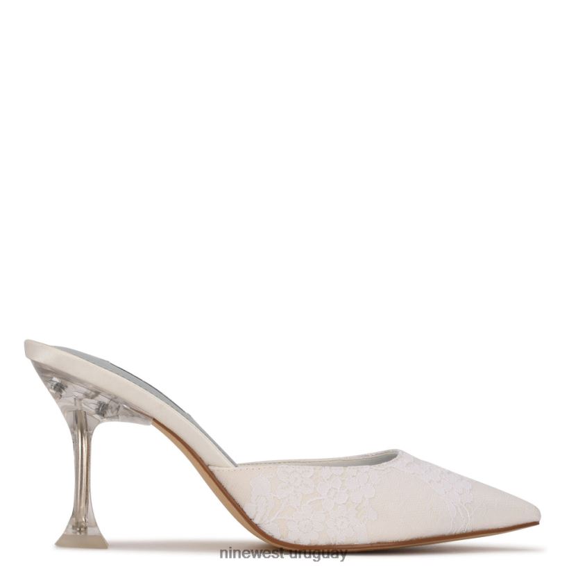 BD04222010 Nine West mules con punta puntiaguda encaje blanco