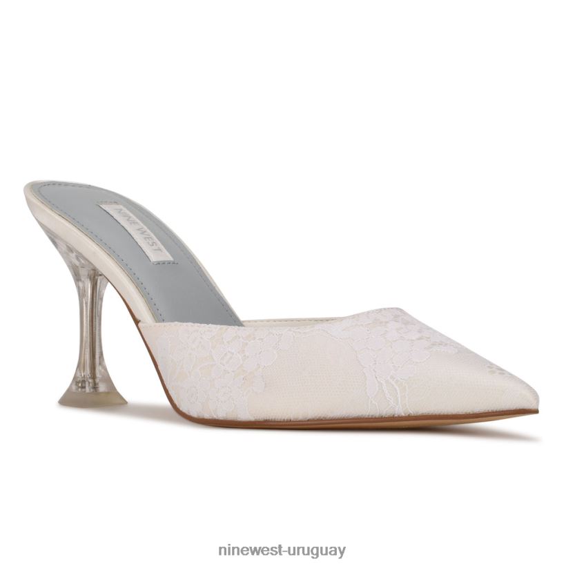 BD04222010 Nine West mules con punta puntiaguda encaje blanco