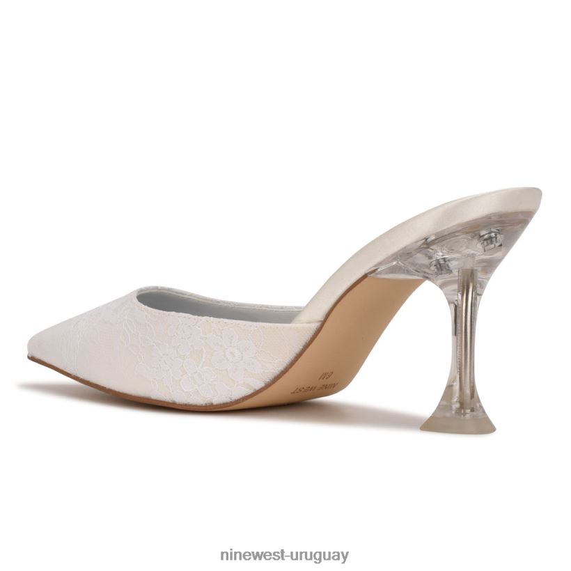 BD04222010 Nine West mules con punta puntiaguda encaje blanco