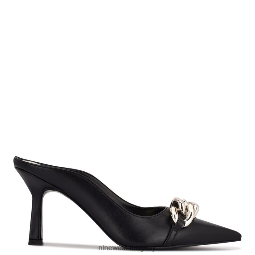 BD0422713 Nine West mules con tacón sauci cuero negro