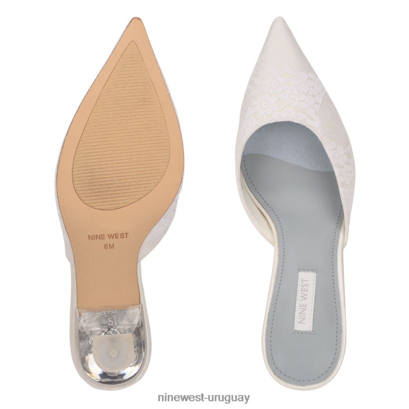 BD0422739 Nine West mules con punta puntiaguda encaje blanco