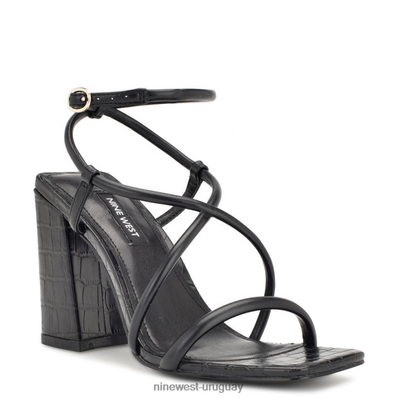 BD0422819 Nine West sandalias de tacón con tiras yeera cocodrilo negro