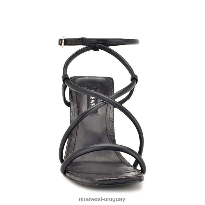 BD0422819 Nine West sandalias de tacón con tiras yeera cocodrilo negro