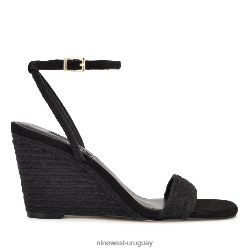 BD0422830 Nine West sandalias nilo con cuña tejido negro