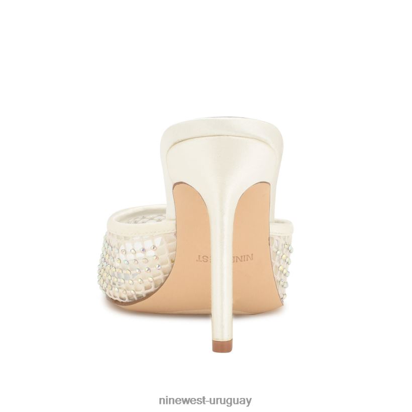 BD04221079 Nine West sandalias iriep de tacón malla de marfil